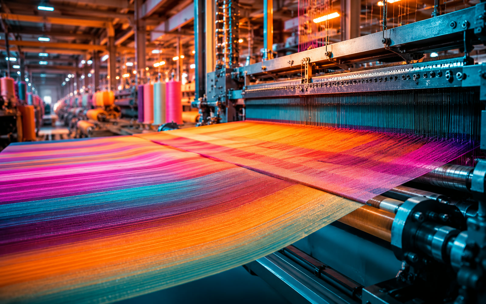 Looms running on the production floor